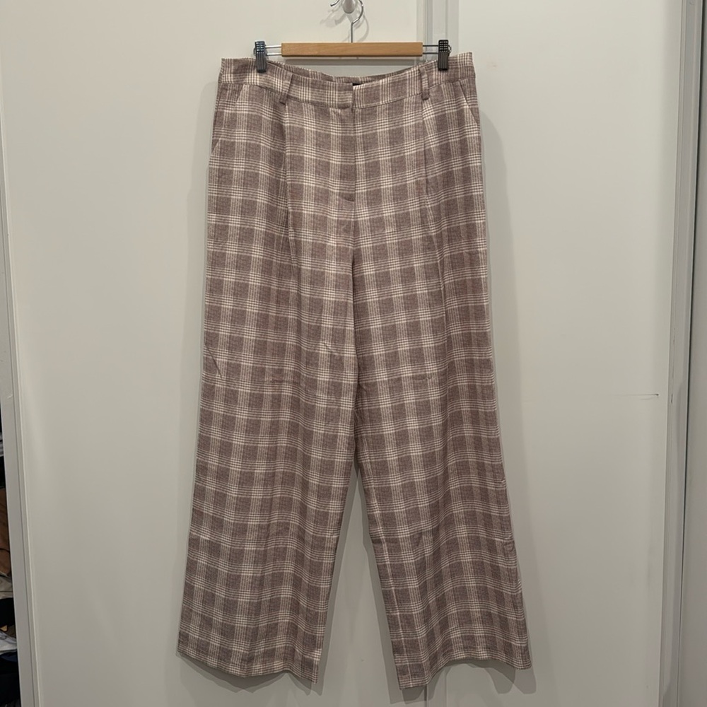 Lioness Shopbop White Plaid Lightweight Trousers